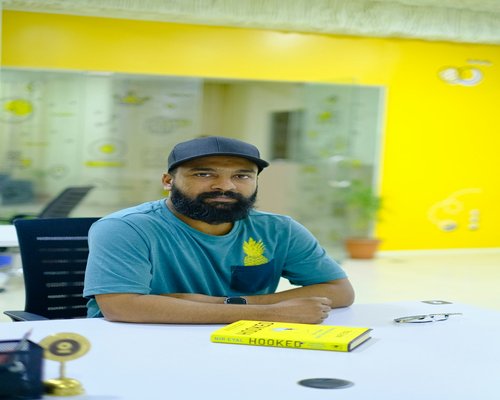 man working at office desk